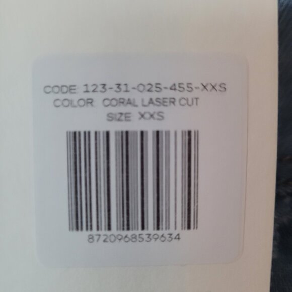 NWT LES COYOTES DE PARIS Women's Coral Blue Laser Cut Jean Jacket Size XXS - Picture 4 of 5